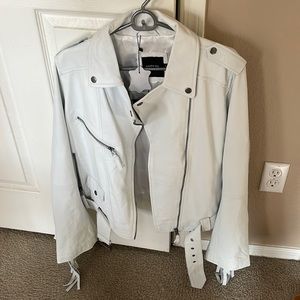 Womens leather hitched jacket